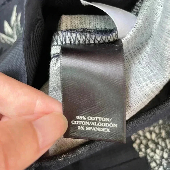 Ann Taylor Devin Cropped Leg Pants Pineapple Print Size 8P Petite Blue Straight - Picture 8 of 10